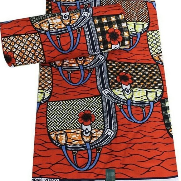 Ankara African Print Fabric|100% Wax Cotton Fabric-Bag Print - Picture 2 of 2